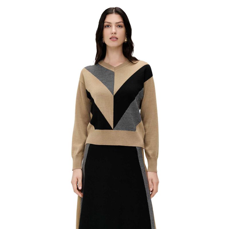 Veronika Maine Spliced Jacquard Merino Sweater image number 0